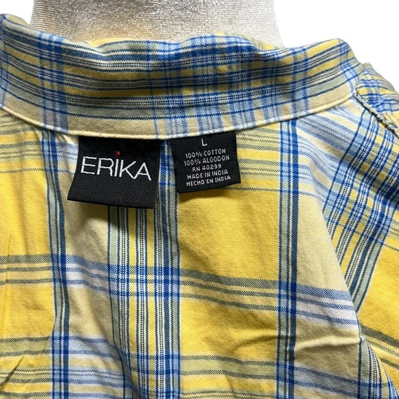 100% Cotton Plaid Button-Down Tank Large Cottagecore - Picture 4 of 4